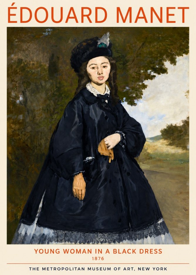 Édouard Manet Young Woman in a Black Dress No4 - Plakát