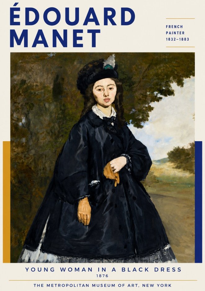 Édouard Manet Young Woman in a Black Dress No6 - Plakát