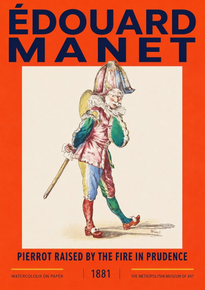 Édouard Manet Pierrot Raised by the Fire in Prudence No2 - Plakát
