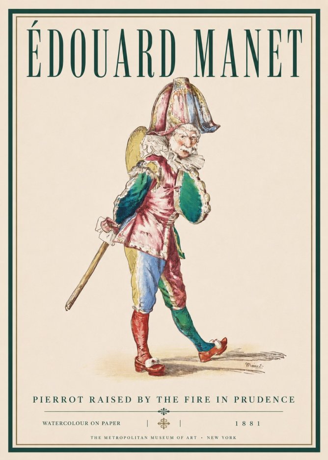 Édouard Manet Pierrot Raised by the Fire in Prudence No3 - Plakát