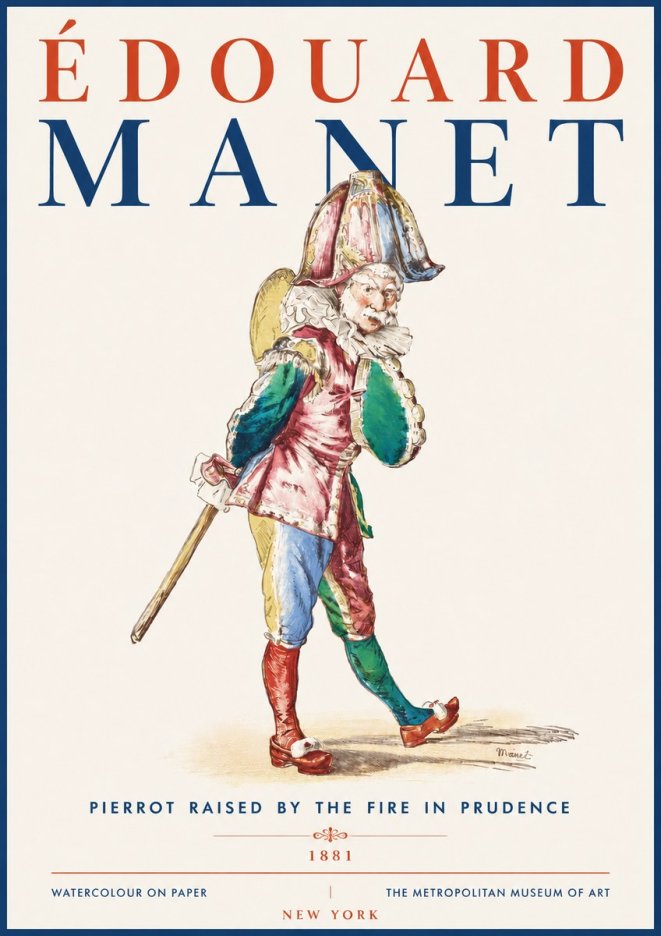 Édouard Manet Pierrot Raised by the Fire in Prudence No5 - Plakát