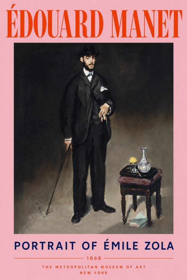 Édouard Manet Portrait of Émile Zola No4 - Plakát