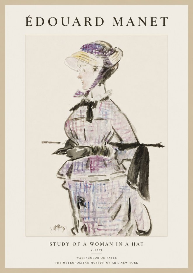 Édouard Manet Study of a Woman in a Hat No1 - Plakát