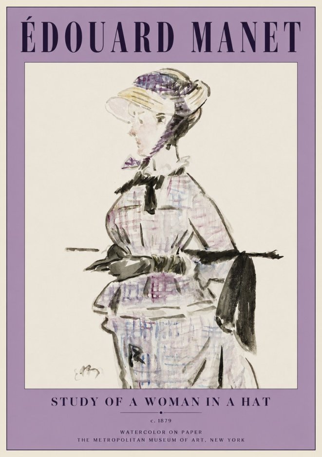 Édouard Manet Study of a Woman in a Hat No2 - Plakát