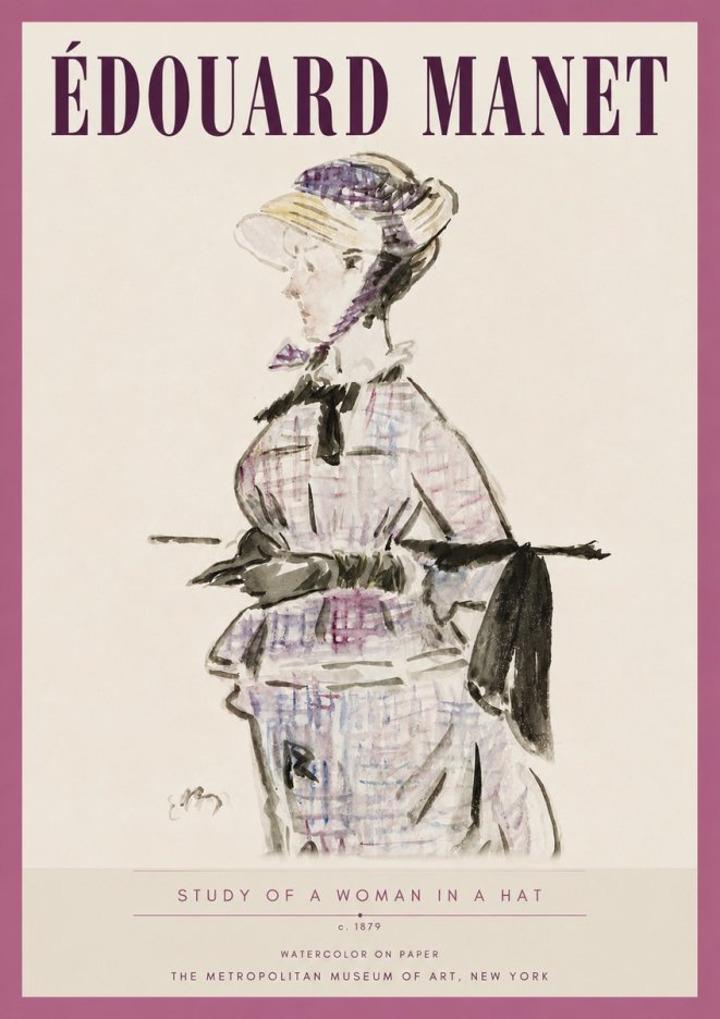 Édouard Manet Study of a Woman in a Hat No4 - Plakát
