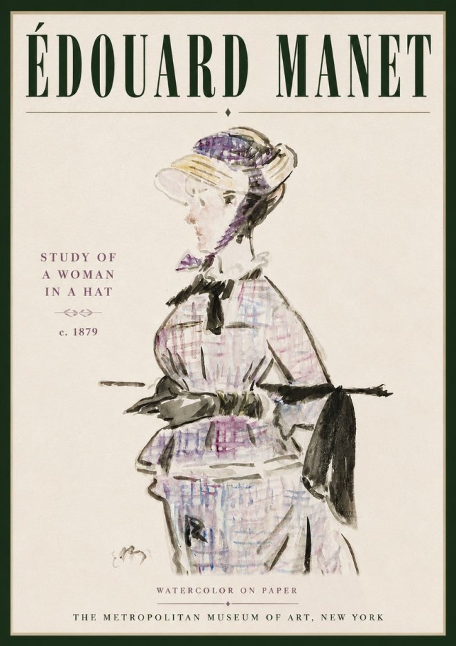 Édouard Manet Study of a Woman in a Hat No5 - Plakát
