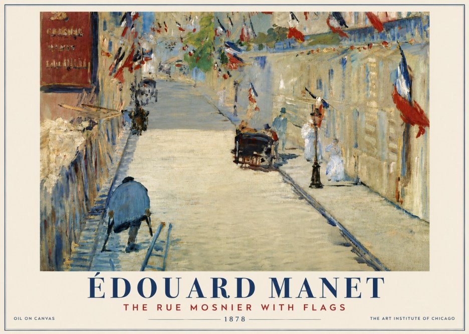 Édouard Manet The Rue Mosnier with Flags No4 - Plakát