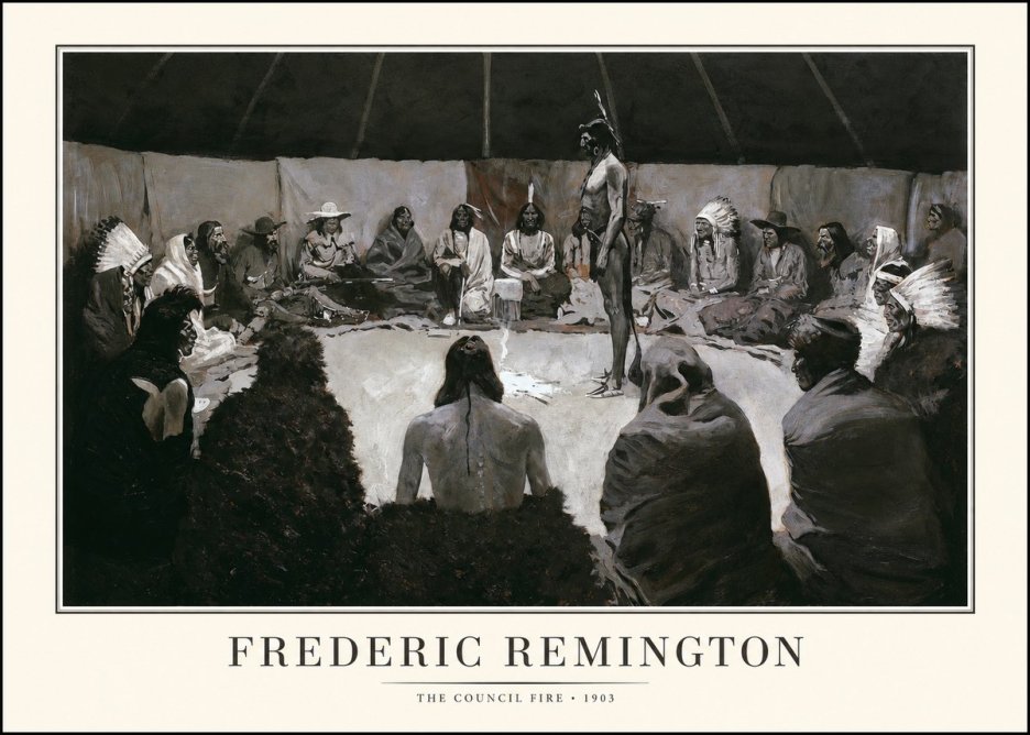 Frederic Remington The Council Fire II No1 - Plakát