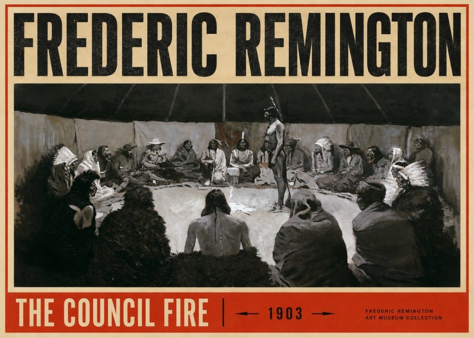 Frederic Remington The Council Fire II No4 - Plakát