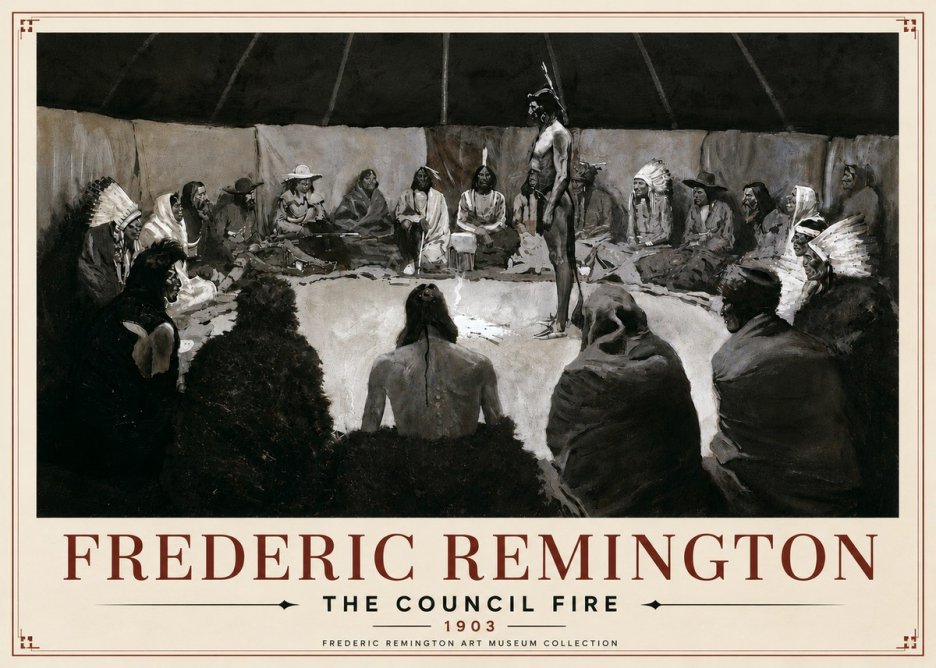 Frederic Remington The Council Fire II No6 - Plakát