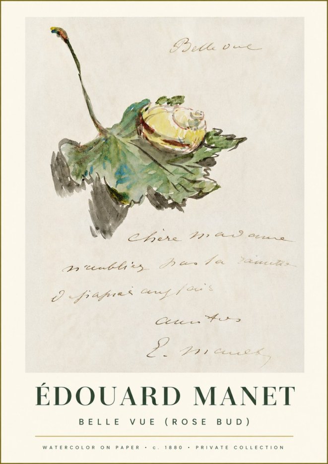 Édouard Manet A Rosebud with Leaf No2 - Plakát
