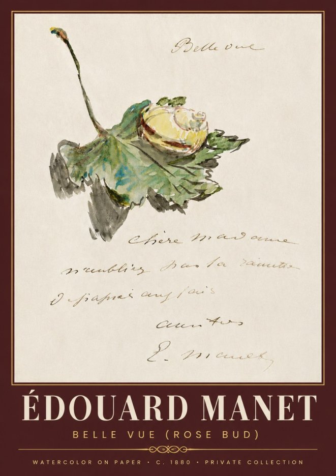 Édouard Manet A Rosebud with Leaf No6 - Plakát