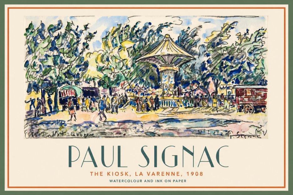 Signac The Kiosk, La Varenne, 1908 No2 - Plakát