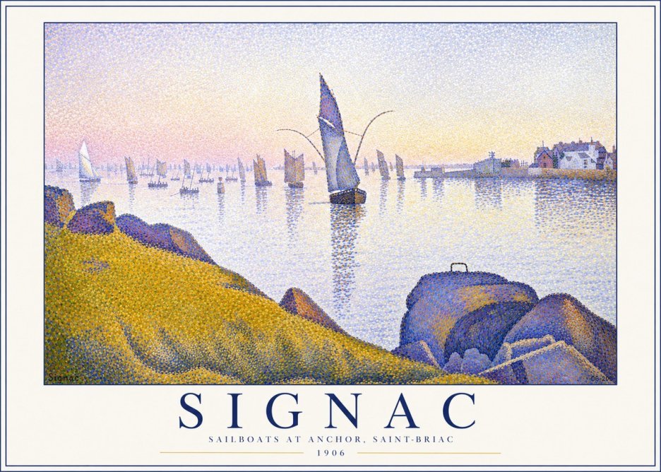 Signac Sailboats at Anchor, Saint-briac No1 - Plakát