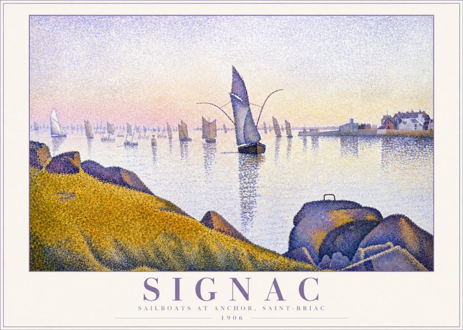 Signac Sailboats at Anchor, Saint-briac No2 - Plakát
