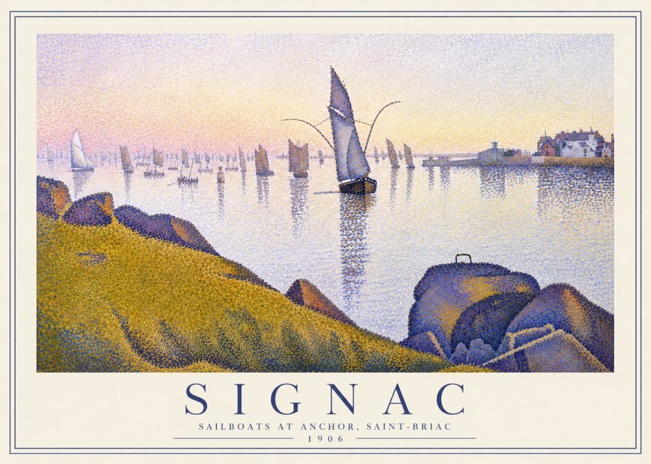 Signac Sailboats at Anchor, Saint-briac No3 - Plakát