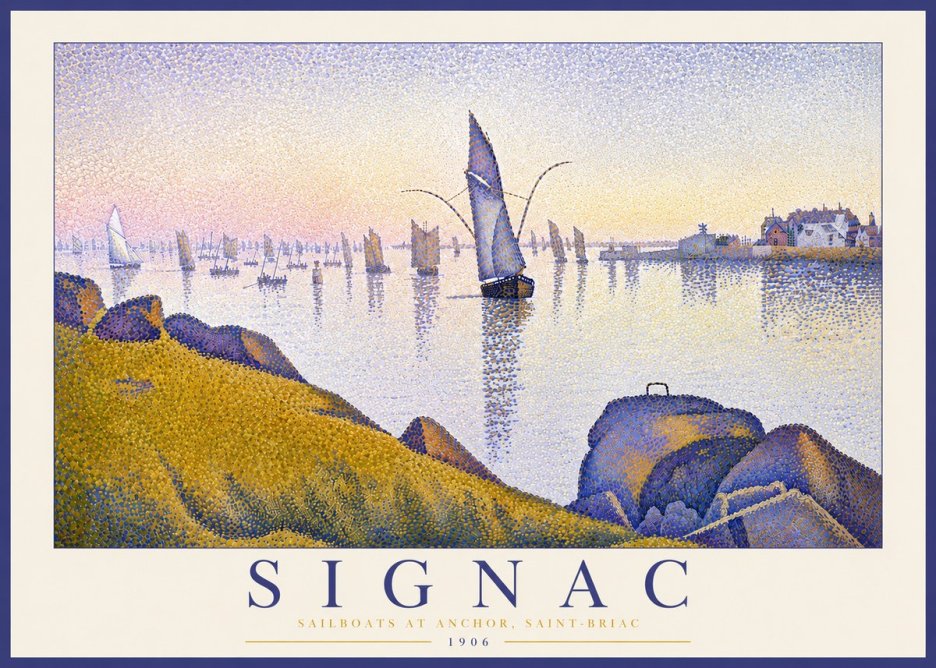 Signac Sailboats at Anchor, Saint-briac No5 - Plakát