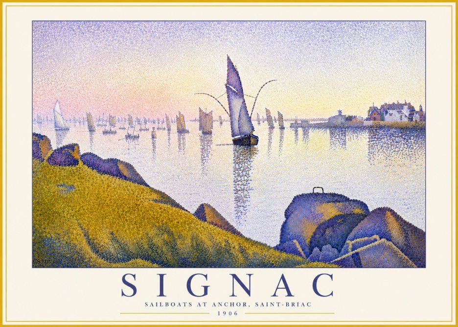 Signac Sailboats at Anchor, Saint-briac No6 - Plakát