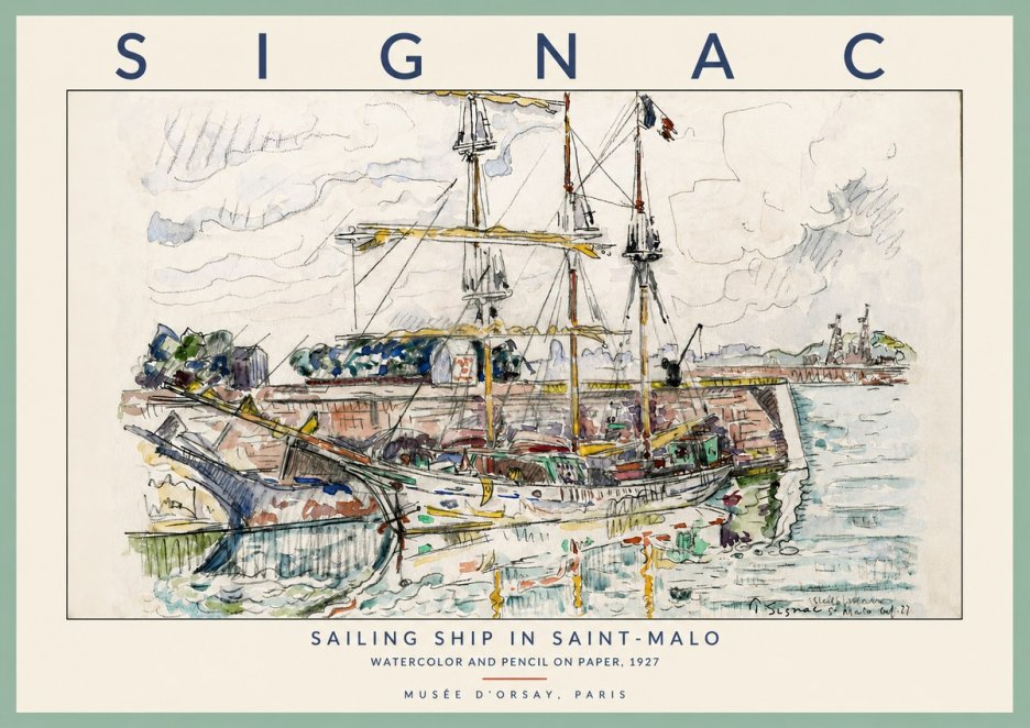 Signac Sailing Ship in Saint-malo No2 - Plakát