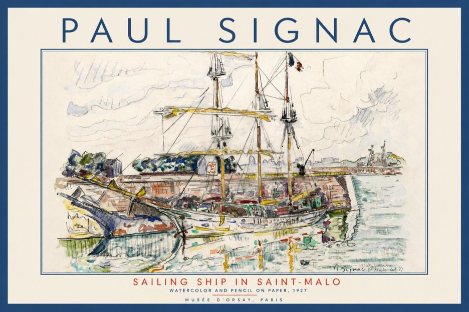 Signac Sailing Ship in Saint-malo No3 - Plakát