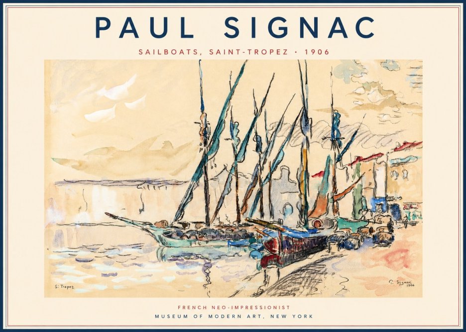 Signac Sailboats, Saint-tropez No3 - Plakát