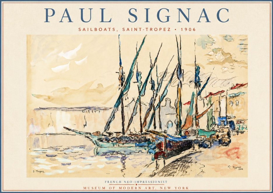 Signac Sailboats, Saint-tropez No6 - Plakát