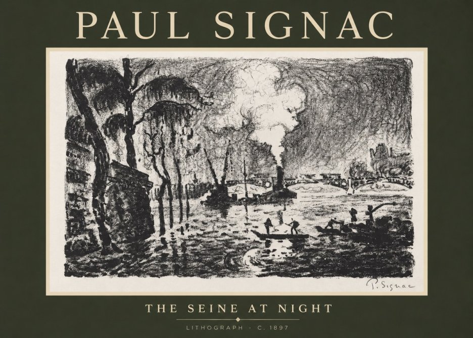Signac The Seine at Night No2 - Plakát