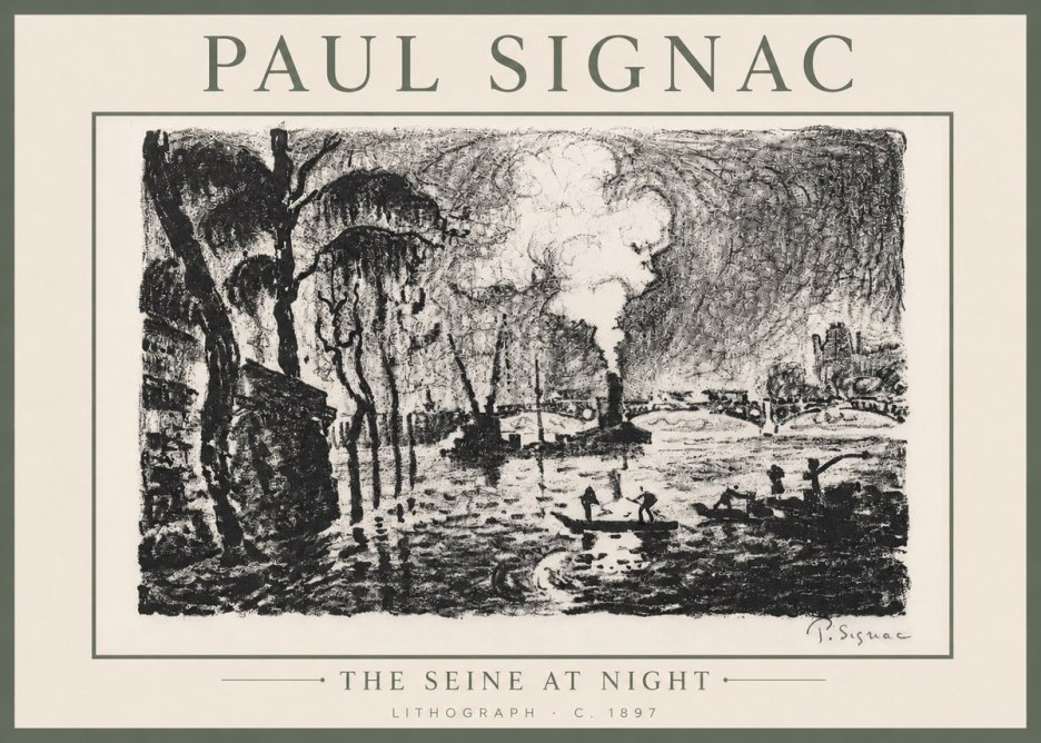 Signac The Seine at Night No6 - Plakát