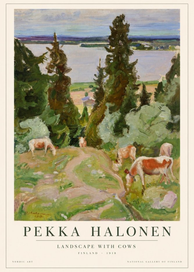 Pekka Halonen Landscape with Cows No1 - Plakát