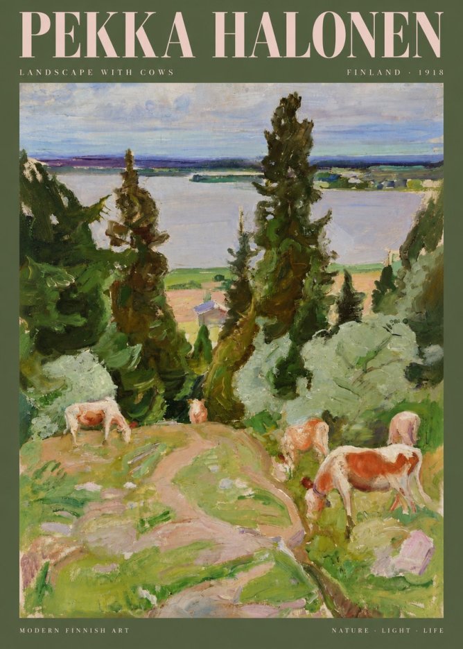 Pekka Halonen Landscape with Cows No2 - Plakát