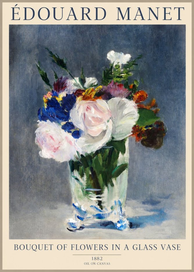 Édouard Manet Bouquet of Flowers in a Glass Vase No1 - Plakát