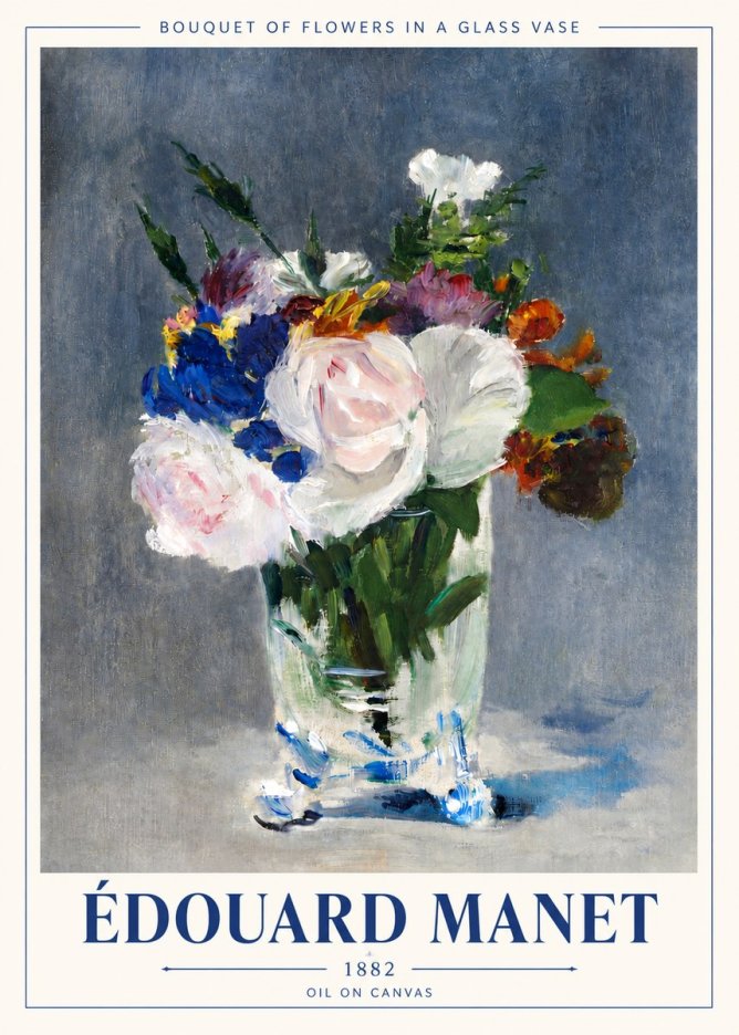 Édouard Manet Bouquet of Flowers in a Glass Vase No4 - Plakát