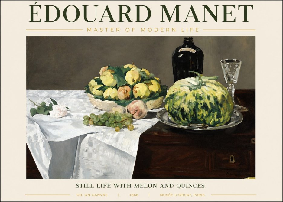 Édouard Manet Still Life with Melon and Quinces No3 - Plakát