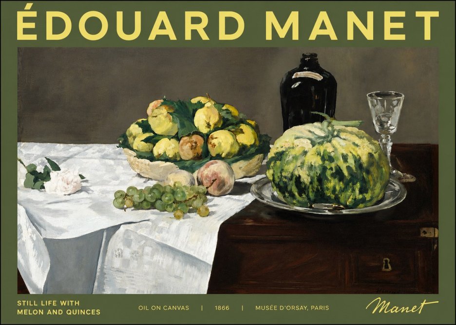 Édouard Manet Still Life with Melon and Quinces No4 - Plakát