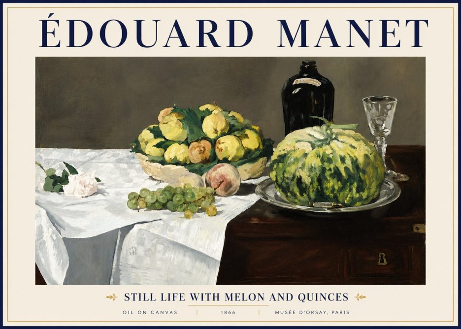 Édouard Manet Still Life with Melon and Quinces No5 - Plakát
