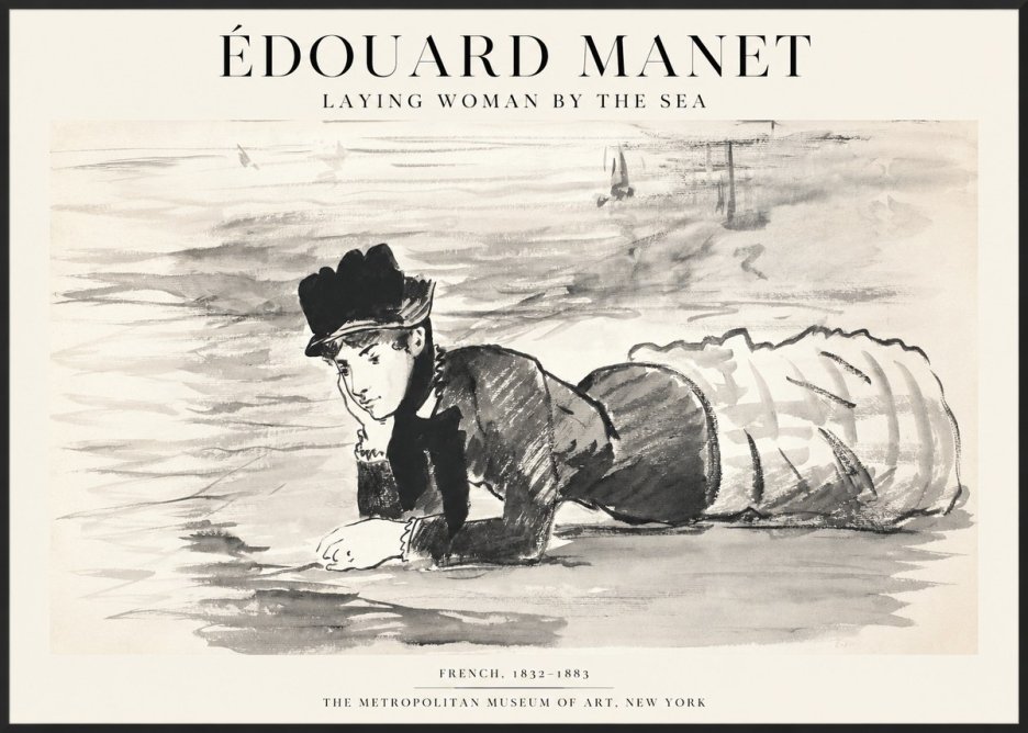 Édouard Manet Laying Woman by the Sea No1 - Plakát