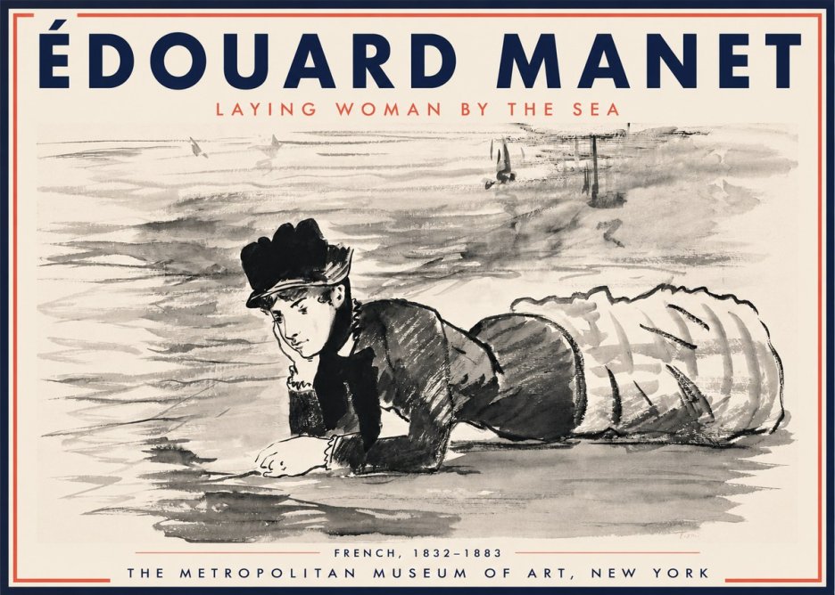Édouard Manet Laying Woman by the Sea No3 - Plakát