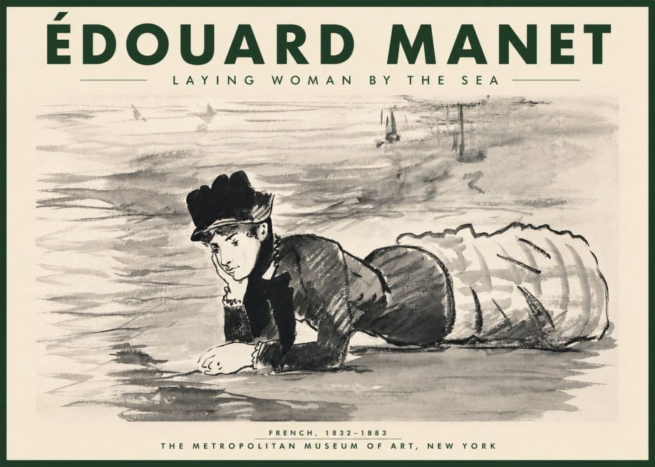 Édouard Manet Laying Woman by the Sea No4 - Plakát