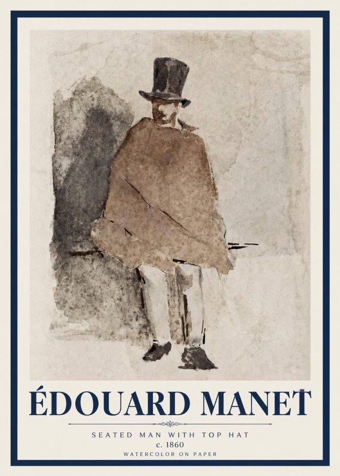 Édouard Manet Seated Man with Top Hat No3 - Plakát