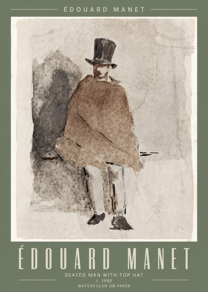 Édouard Manet Seated Man with Top Hat No4 - Plakát