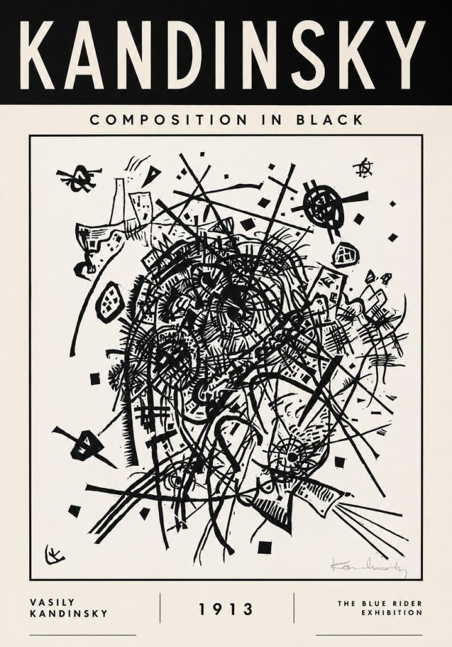 Kandinsky Composition in Black No3 - Plakát