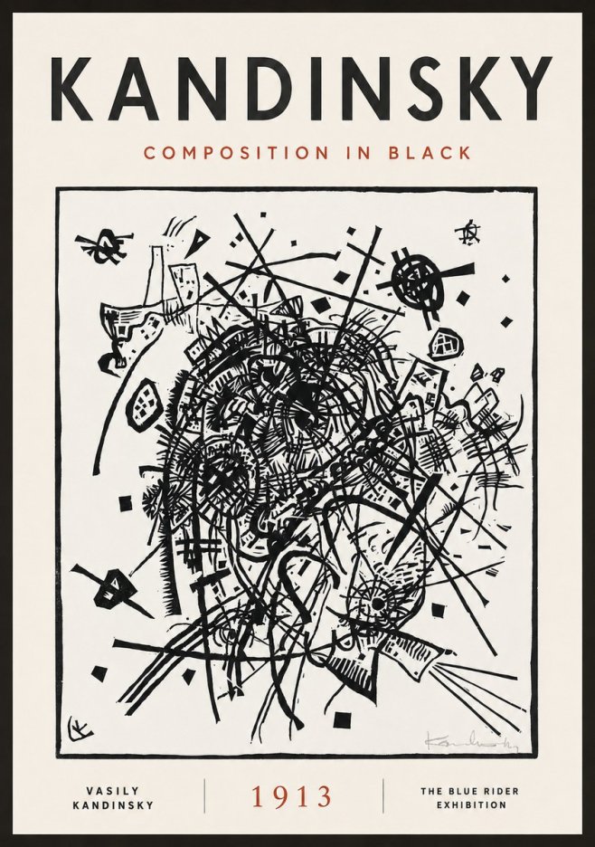 Kandinsky Composition in Black No4 - Plakát