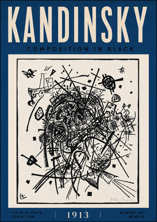 Kandinsky Composition in Black No5 - Plakát