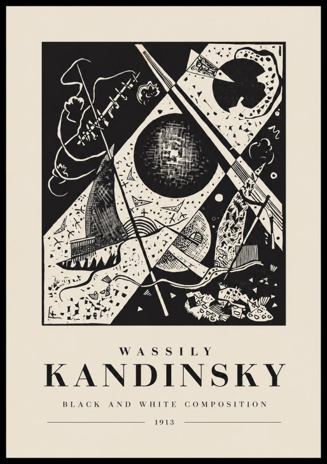 Kandinsky Black and White Composition No1 - Plakát