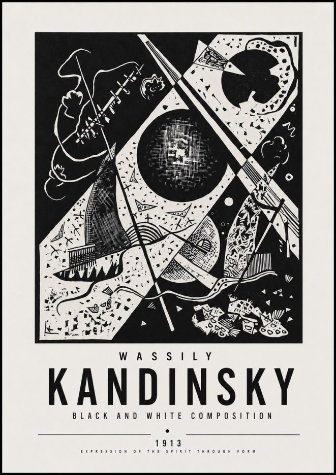 Kandinsky Black and White Composition No5 - Plakát
