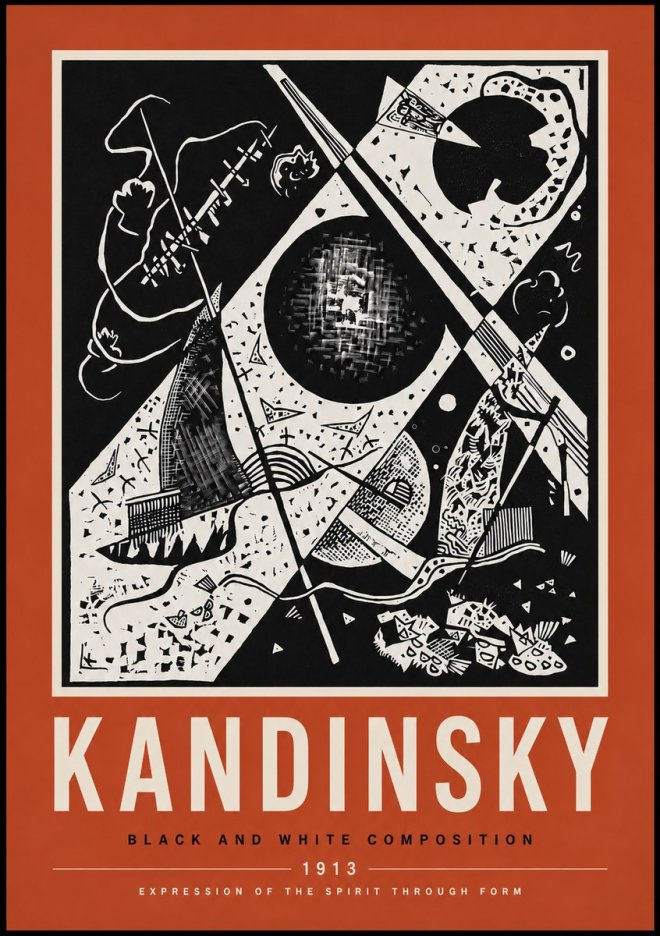 Kandinsky Black and White Composition No6 - Plakát