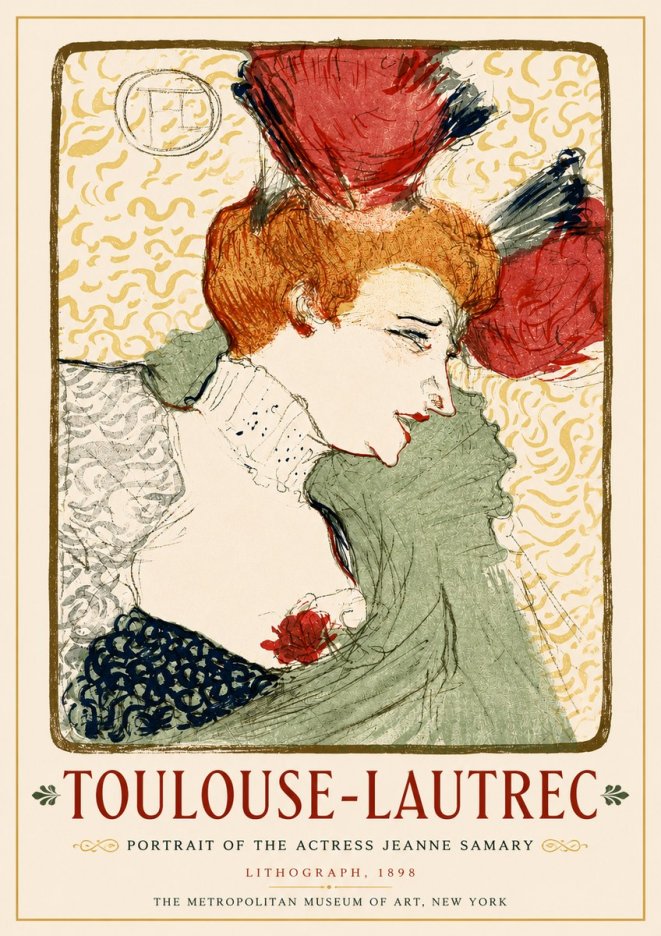 Toulouse-Lautrec Portrait of the Actress Jeanne Samary No4 - Plakát