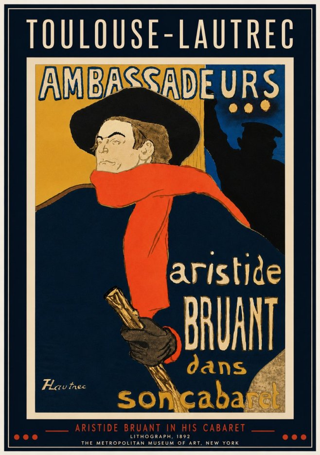 Toulouse-Lautrec Aristide Bruant in His Cabaret I No4 - Plakát