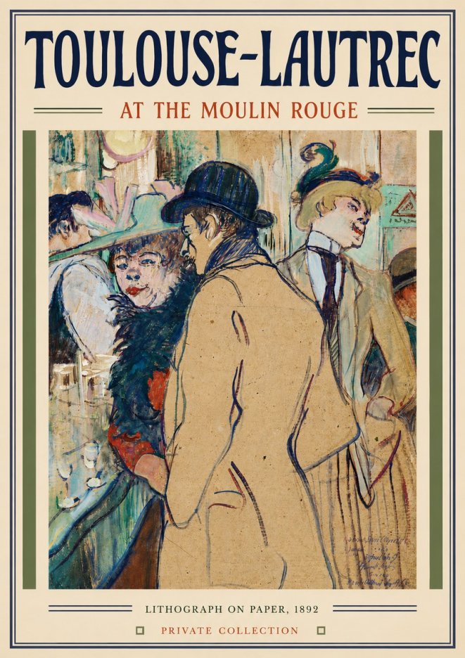 Toulouse-Lautrec At the Moulin Rouge II No6 - Plakát