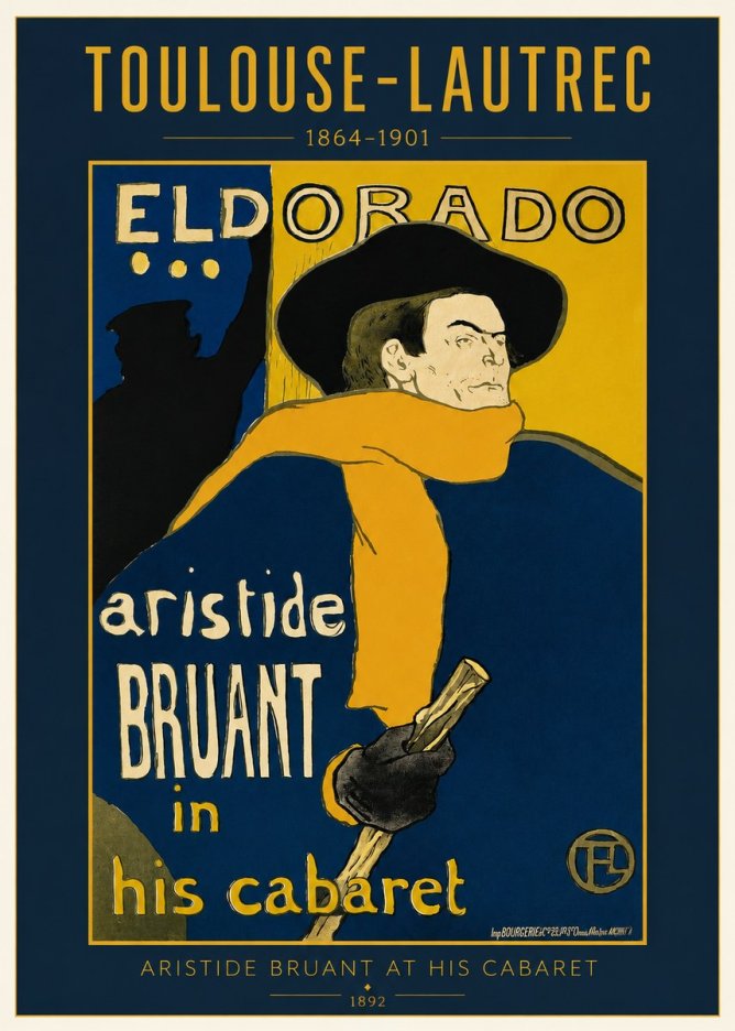 Toulouse-Lautrec Aristide Bruant at His Cabaret No2 - Plakát